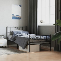 vidaXL Estructura de cama con cabecero y estribo metal negro 90x190 cm