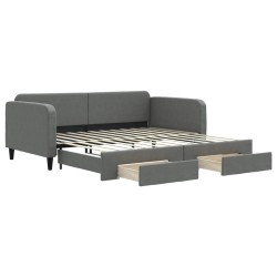 vidaXL Sofá cama nido con cajones tela gris oscuro 100x200 cm