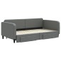 vidaXL Sofá cama nido con cajones tela gris oscuro 100x200 cm vidaXL Sofá cama nido con cajones tela gris oscuro 100x200 cm