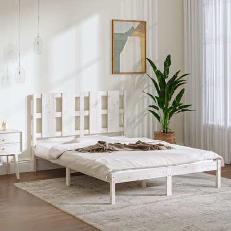 vidaXL Estructura de cama doble pequeña madera maciza blanca 120x190cm