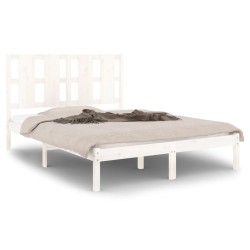vidaXL Estructura de cama doble pequeña madera maciza blanca 120x190cm