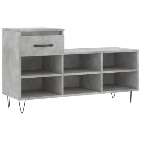 vidaXL Mueble zapatero madera contrachapada gris hormigón 102x36x60 cm