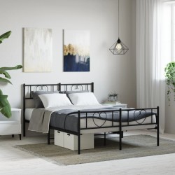vidaXL Estructura de cama con cabecero y pie metal negro 120x190 cm