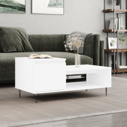 vidaXL Mesa de centro madera contrachapada blanco 100x50x45 cm