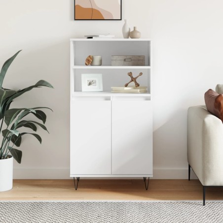 vidaXL Aparador alto madera contrachapada blanco 60x36x110 cm