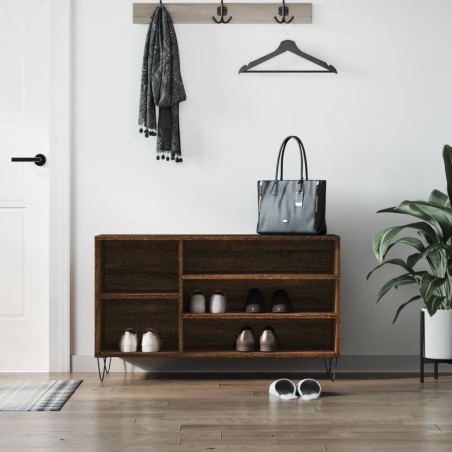 vidaXL Mueble zapatero madera contrachapada roble marrón 102x36x60 cm