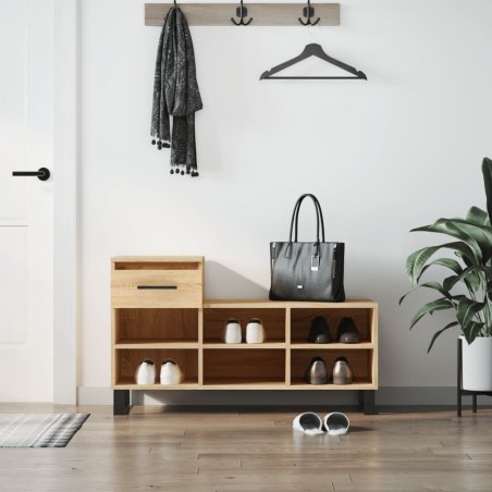 vidaXL Mueble zapatero madera contrachapada roble Sonoma 102x36x60 cm