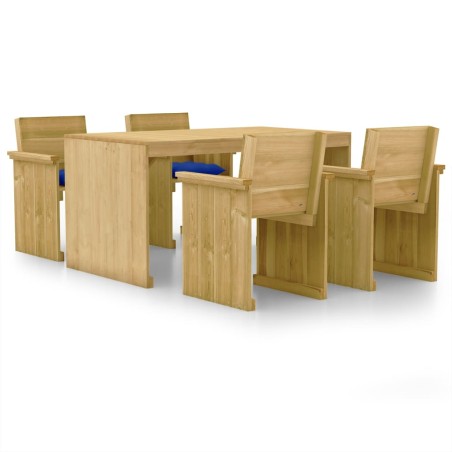 vidaXL Comedor de jardín 5 pzas con cojines madera de pino impregnada