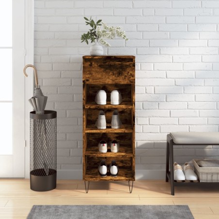 vidaXL Mueble zapatero madera contrachapada roble ahumado 40x36x105 cm
