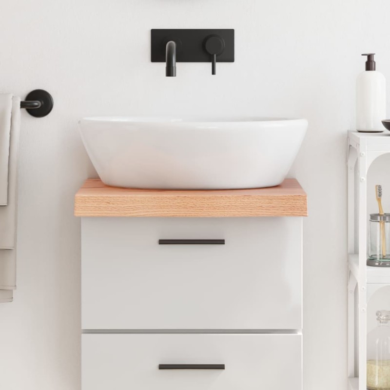 vidaXL Encimera baño madera maciza tratada marrón claro 40x50x(2-6) cm vidaXL Encimera baño madera maciza tratada marrón claro 40x50x(2-6) cm