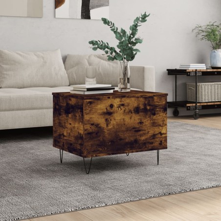 vidaXL Mesa de centro madera contrachapada roble ahumado 60x44,5x45 cm