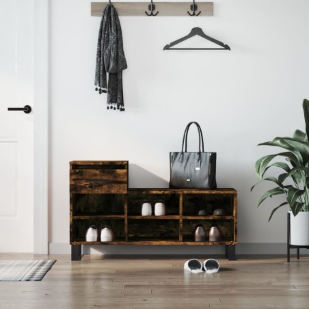 vidaXL Mueble zapatero madera contrachapada roble ahumado 102x36x60 cm