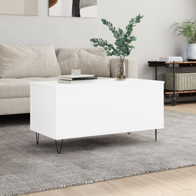 vidaXL Mesa de centro madera contrachapada blanco 90x44,5x45 cm vidaXL Mesa de centro madera contrachapada blanco 90x44,5x45 cm