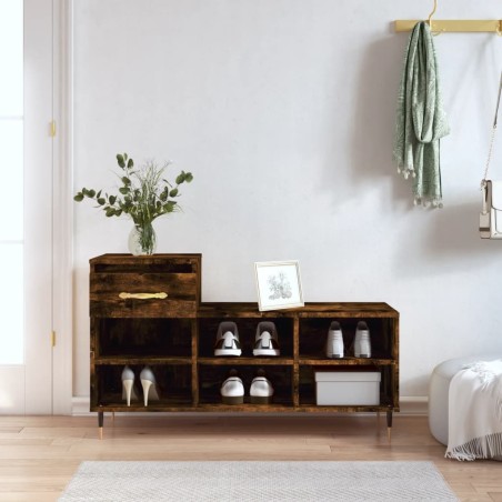 vidaXL Mueble zapatero madera contrachapada roble ahumado 102x36x60 cm