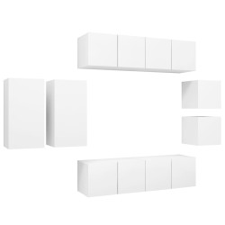 vidaXL Set de mueble para TV de 8 piezas madera contrachapada blanco