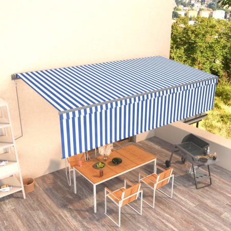 vidaXL Toldo automático retráctil con persiana 6x3 m azul y blanco