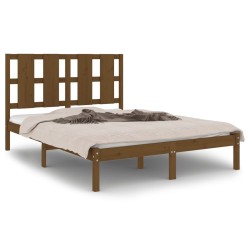 vidaXL Estructura de cama doble madera maciza marrón miel 120x190 cm
