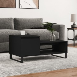 vidaXL Mesa de centro madera contrachapada negro 100x50x45 cm