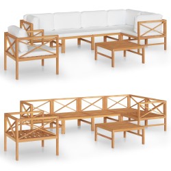 vidaXL Set de muebles de jardín 7 pzas madera de teca y cojines crema