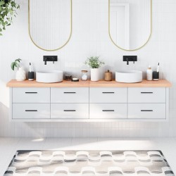 vidaXL Encimera baño madera maciza tratada marrón claro 220x30x(2-6)cm