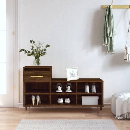 vidaXL Mueble zapatero madera contrachapada roble marrón 102x36x60 cm