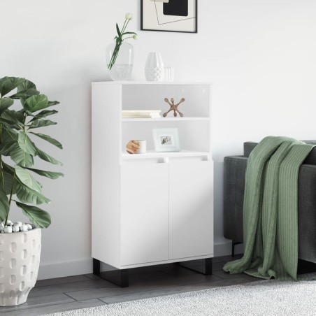 vidaXL Aparador alto madera contrachapada blanco 60x36x110 cm