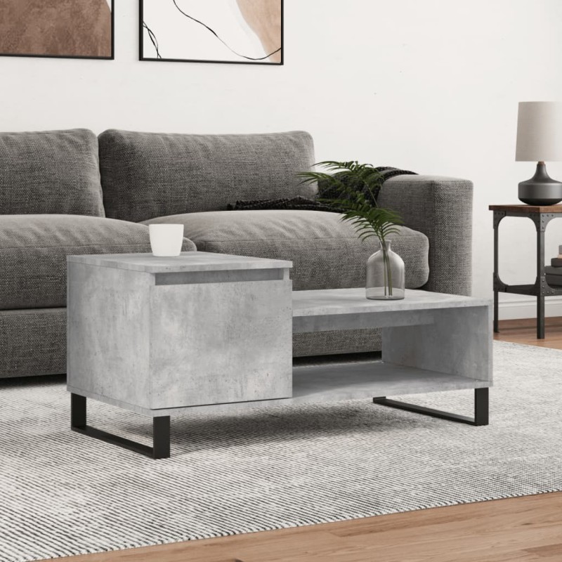 vidaXL Mesa de centro madera contrachapada gris hormigón 100x50x45 cm vidaXL Mesa de centro madera contrachapada gris hormigón 100x50x45 cm