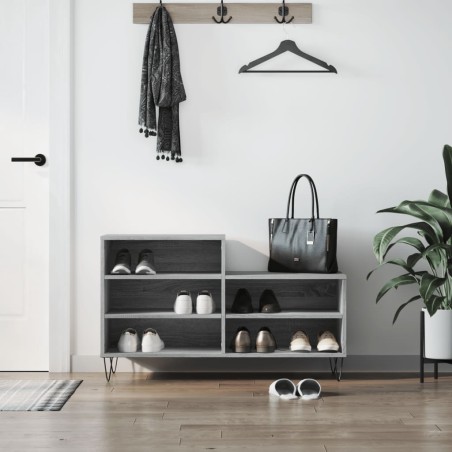 vidaXL Mueble zapatero madera contrachapada gris Sonoma 102x36x60 cm