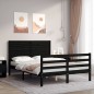 vidaXL Estructura de cama con cabecero madera maciza negro 120x200 cm vidaXL Estructura de cama con cabecero madera maciza negro 120x200 cm