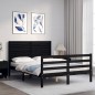 vidaXL Estructura de cama con cabecero madera maciza negro 120x200 cm vidaXL Estructura de cama con cabecero madera maciza negro 120x200 cm