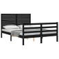 vidaXL Estructura de cama con cabecero madera maciza negro 120x200 cm vidaXL Estructura de cama con cabecero madera maciza negro 120x200 cm