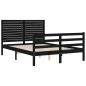 vidaXL Estructura de cama con cabecero madera maciza negro 120x200 cm vidaXL Estructura de cama con cabecero madera maciza negro 120x200 cm