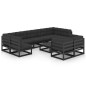 vidaXL Set de muebles de jardín 10 pzas con cojines madera pino negro vidaXL Set de muebles de jardín 10 pzas con cojines madera pino negro