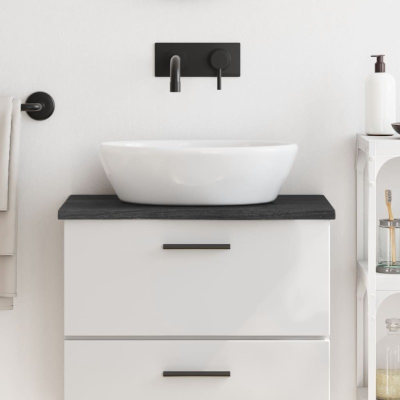 vidaXL Encimera de baño madera maciza tratada gris oscuro 60x40x2 cm vidaXL Encimera de baño madera maciza tratada gris oscuro 60x40x2 cm