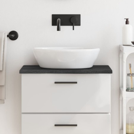 vidaXL Encimera de baño madera maciza tratada gris oscuro 60x40x2 cm