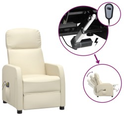 vidaXL Sillón de masaje eléctrico cuero sintético crema