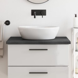 vidaXL Encimera baño madera maciza tratada gris oscuro 80x50x(2-4) cm
