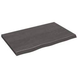 vidaXL Encimera baño madera maciza tratada gris oscuro 80x50x(2-4) cm