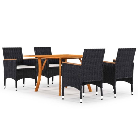 vidaXL Juego de comedor para jardín de 5 piezas negro