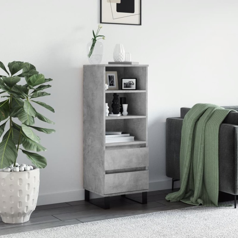 vidaXL Aparador alto madera contrachapada gris hormigón 40x36x110 cm