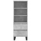 vidaXL Aparador alto madera contrachapada gris hormigón 40x36x110 cm
