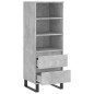 vidaXL Aparador alto madera contrachapada gris hormigón 40x36x110 cm
