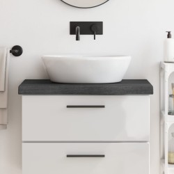 vidaXL Encimera baño madera maciza tratada gris oscuro 80x40x(2-6) cm