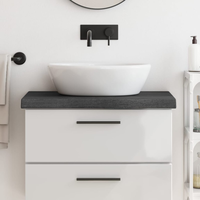 vidaXL Encimera baño madera maciza tratada gris oscuro 80x40x(2-6) cm vidaXL Encimera baño madera maciza tratada gris oscuro 80x40x(2-6) cm