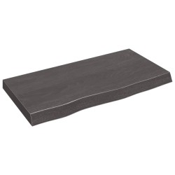 vidaXL Encimera baño madera maciza tratada gris oscuro 80x40x(2-6) cm