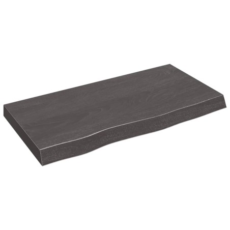 vidaXL Encimera baño madera maciza tratada gris oscuro 80x40x(2-6) cm