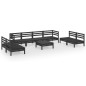 vidaXL Juego de muebles de jardín 9 pzas madera de pino maciza negro