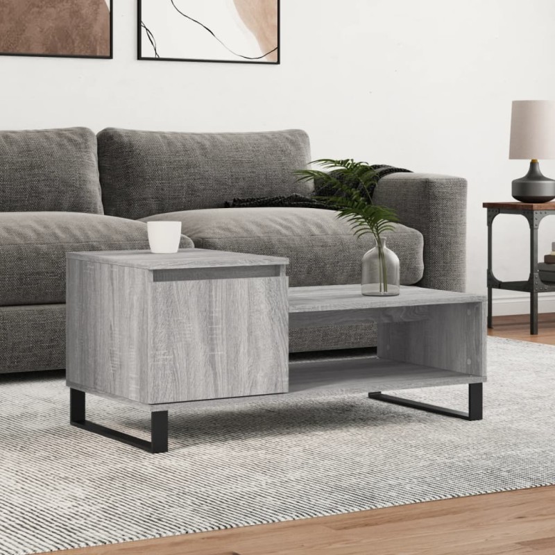 vidaXL Mesa de centro madera contrachapada gris Sonoma 100x50x45 cm vidaXL Mesa de centro madera contrachapada gris Sonoma 100x50x45 cm