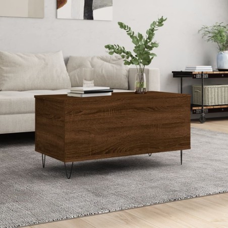 vidaXL Mesa de centro madera contrachapada roble marrón 90x44,5x45 cm