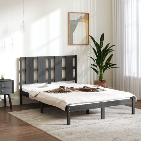 vidaXL Estructura de cama de madera maciza de pino gris 140x200 cm